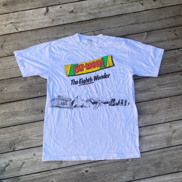 Vintage 1991 Eat More Chocolate Bar Promo T Shirt White Single Stitch - Picture 2 of 8
